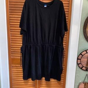 Old Navy Dress, Size 3X, Black, Crew Neck, Short Sleeve, Elastic Draw String